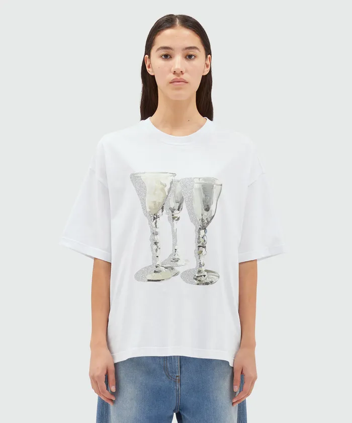 Jersey TShirt With 034Glasses034 Print Women MSGM Tshirts