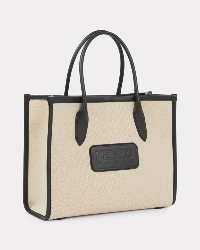 Kenzo Bags Women 18039 Large Canvas And Leather Tote Bag Black