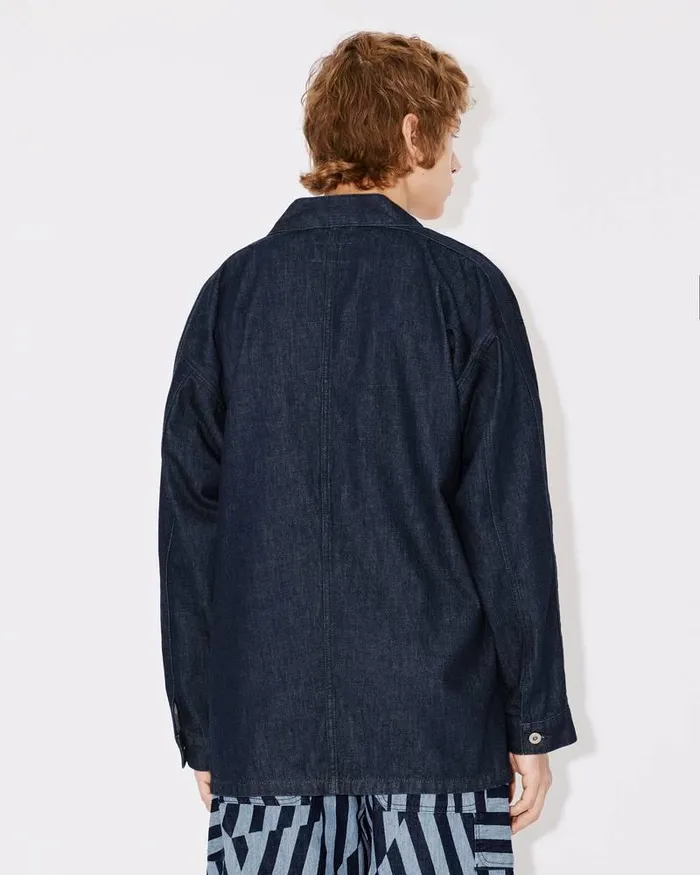 Kenzo Jackets And Coats Men 039Boke Flower039 Embroidered Denim Kimono Jacket Rinse Blue Denim