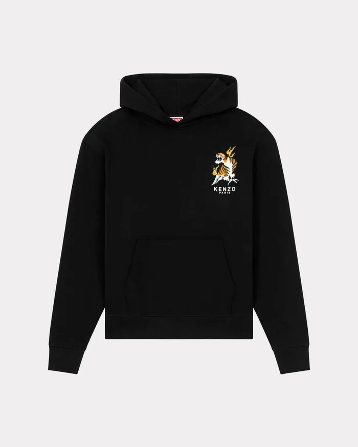 Kenzo Sweatshirts And Hoodies Men 039Year Of The Dragon039 Classic Hooded Embroidered Sweatshirt Black