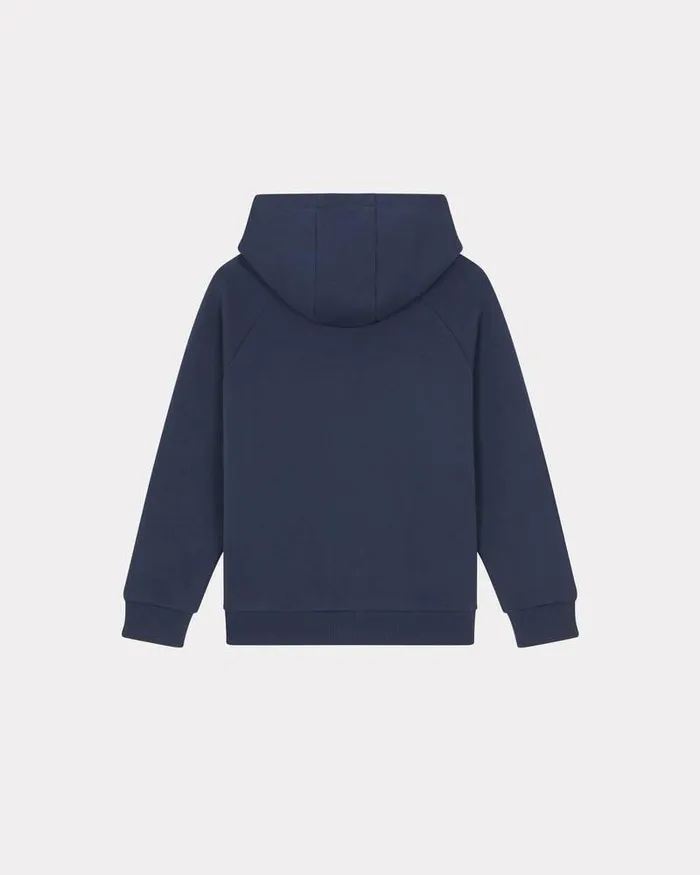 Kenzo TShirts And Sweatshirts Kids Hooded Sweatshirt Made In Cotton Navy Blue