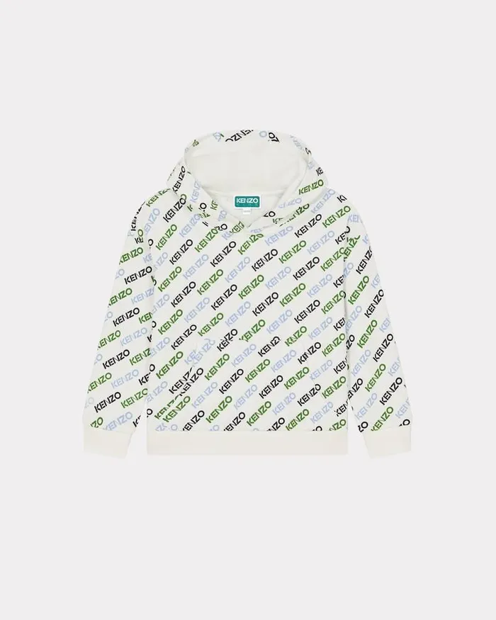 Kenzo TShirts And Sweatshirts Kids Printed Hoodie Off White