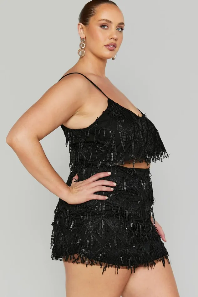 Khrizza Mini Skirt 8211 Sequin Diamond Mesh Skirt In Black Women Showpo Skirts