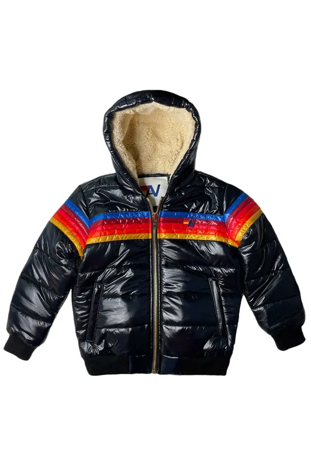 Kids KIDS 5 STRIPE TREKKER JACKET 8211 GLOSSY BLACK Aviator Nation