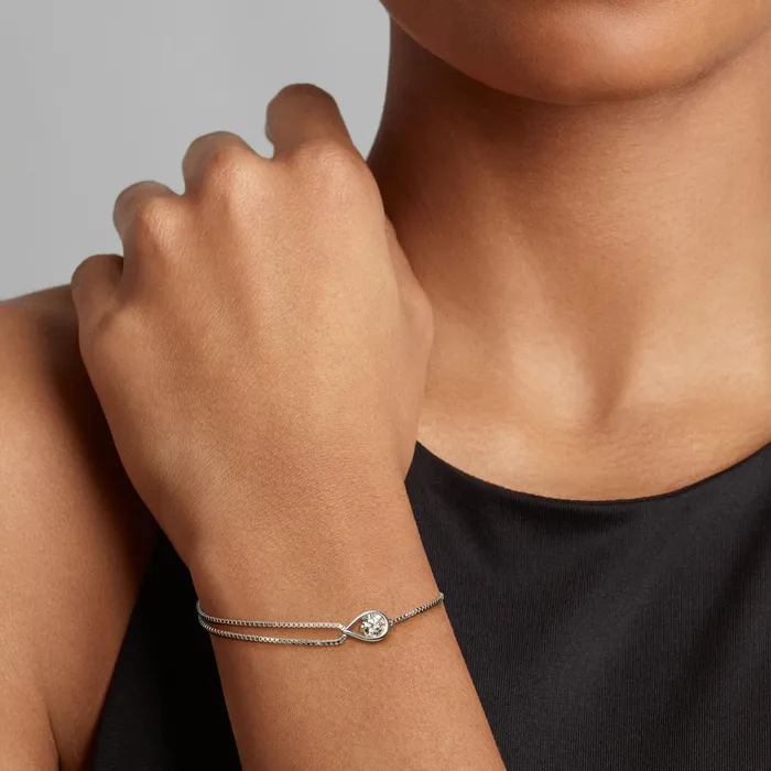 LabGrown Diamond Bracelets Women Pandora Online Infinite 14k White Gold Labgrown Diamond Double Chain Bracelet White Gold