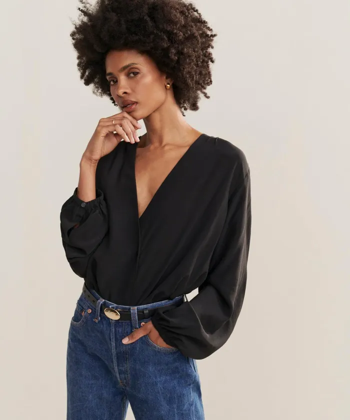 LongSleeve Tops Women Jenni Kayne Silk Sydney Top Black