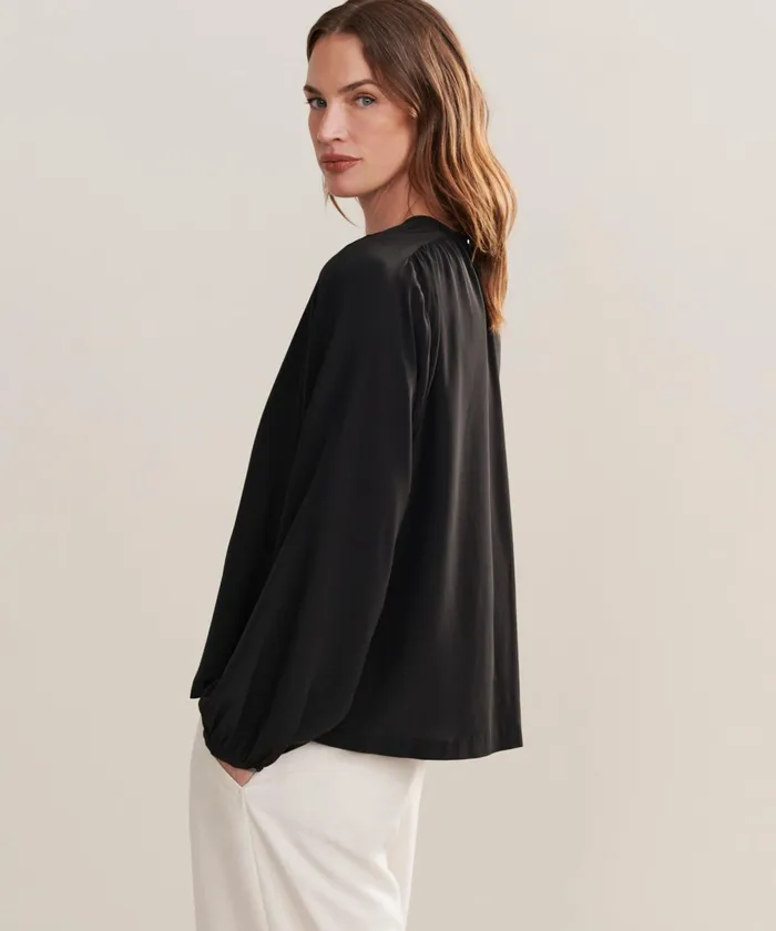 LongSleeve Tops Women Jenni Kayne Silk Sydney Top Black