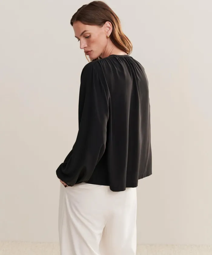 LongSleeve Tops Women Jenni Kayne Silk Sydney Top Black