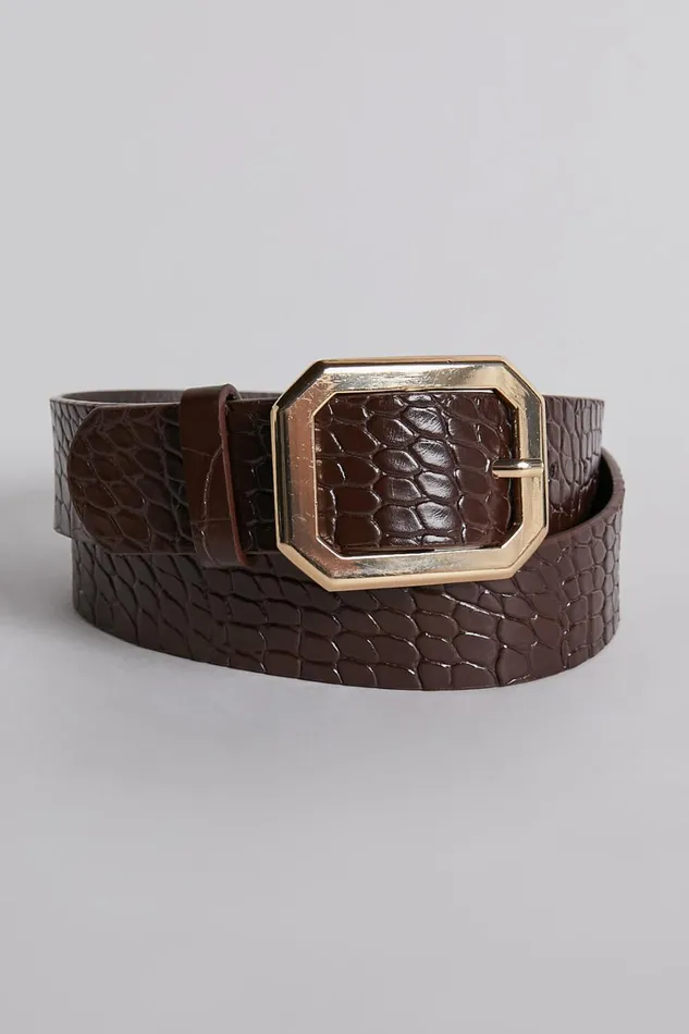 Mason Croc Square Buckle Belt In Chocolate Women Showpo Belts