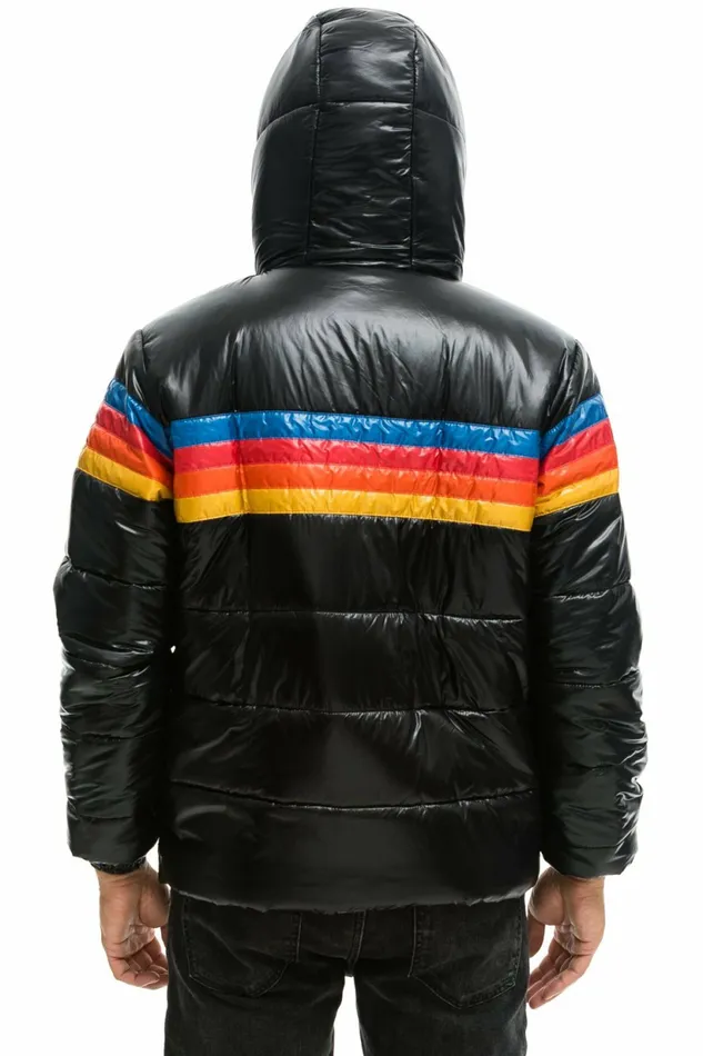 Men 4 STRIPE LUXE TREKKER JACKET 8211 GLOSSY BLACK Aviator Nation Outerwear Men 4 STRIPE LUXE TREKKER JACKET 8211 GLOSSY BLACK Aviator Nation Outerwear