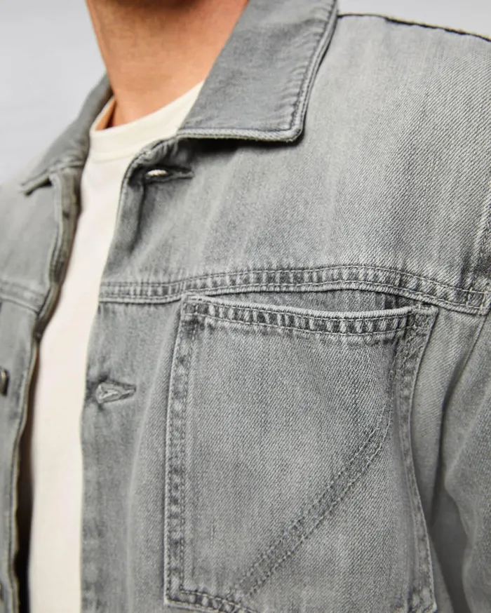 Men 7 For All Mankind Jackets 038 Coats Mojo Patch Pocket Trucker Jacket In Dharma Grey