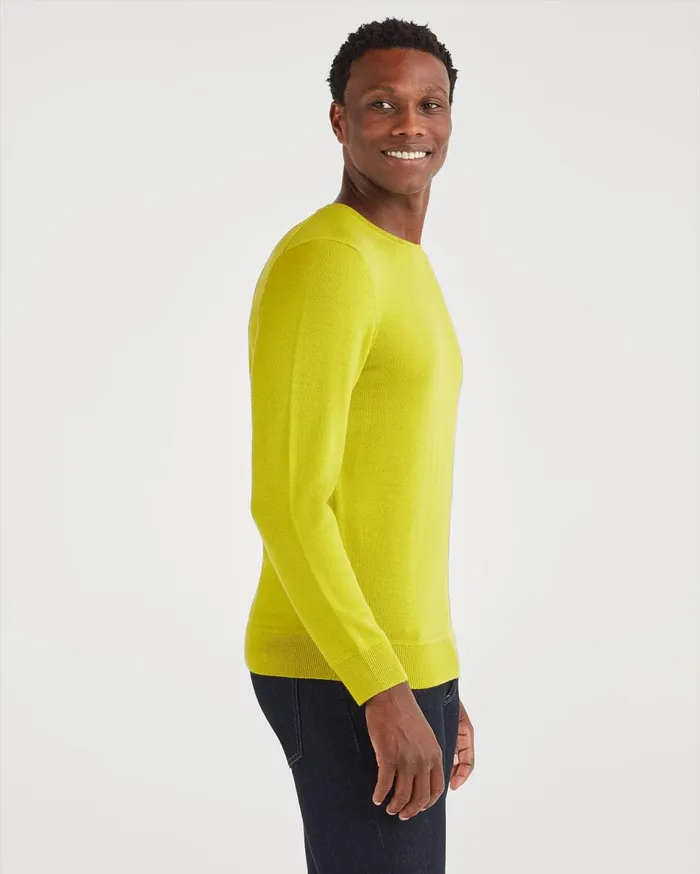 Men 7 For All Mankind Sweaters Merino Wool Long Sleeve Crewneck In Bitter Absynthe