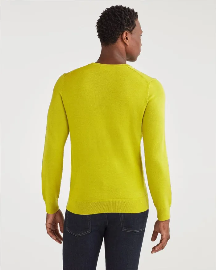 Men 7 For All Mankind Sweaters Merino Wool Long Sleeve Crewneck In Bitter Absynthe