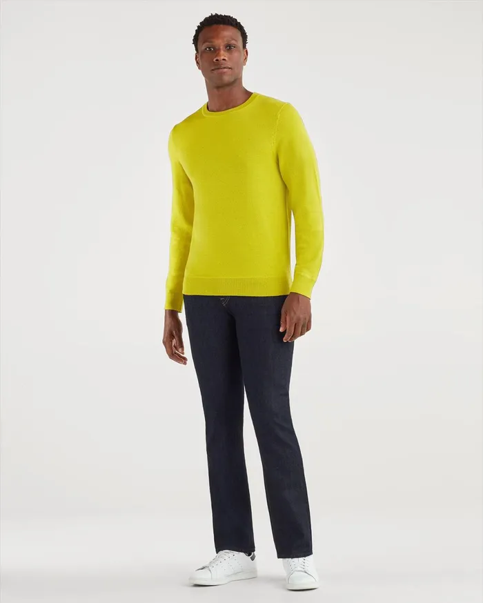 Men 7 For All Mankind Sweaters Merino Wool Long Sleeve Crewneck In Bitter Absynthe