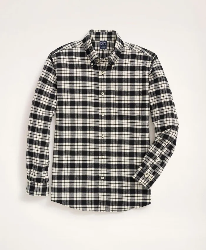 Men Big and Tall Portuguese Flannel Shirt Whiteblack Brooks Brothers Sport Shirts