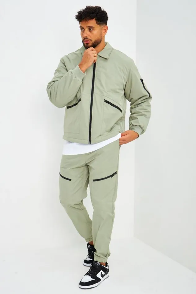 Men Blouson Kaki Poches Zippes Khaki Brentiny Paris Jackets