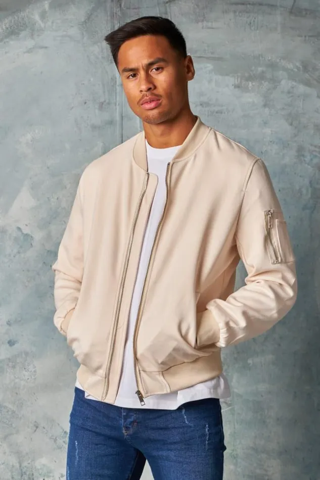 Men Bomber En Sudine Beige Clair Beigeclair Brentiny Paris Jackets