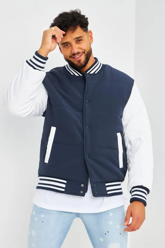 Men Bomber pais Bleu Marine Manches Longues Blanches Blue Brentiny Paris Jackets Men Bomber pais Bleu Marine Manches Longues Blanches Blue Brentiny Paris Jackets
