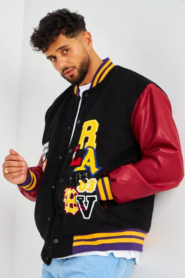 Men Bomber pais Noir Manches Simili Cuir Bordeaux Black Brentiny Paris Jackets Men Bomber pais Noir Manches Simili Cuir Bordeaux Black Brentiny Paris Jackets