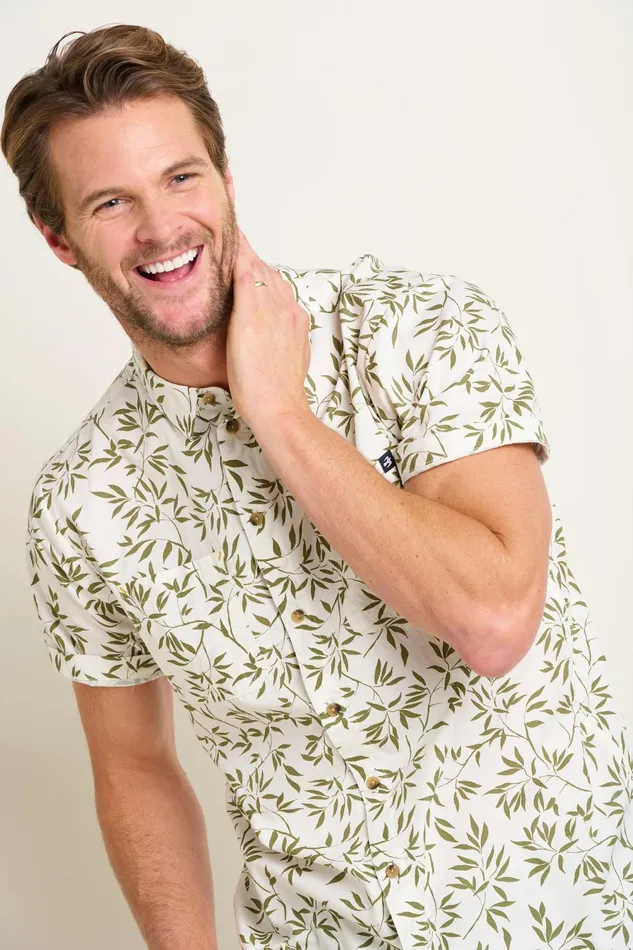 Men Brakeburn Shirts Cream Bamboo Leaf Shirt