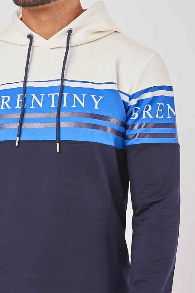 Men Brentiny Paris White And Blue Hoodie White Brentiny Paris Sweatshirts and Pullovers