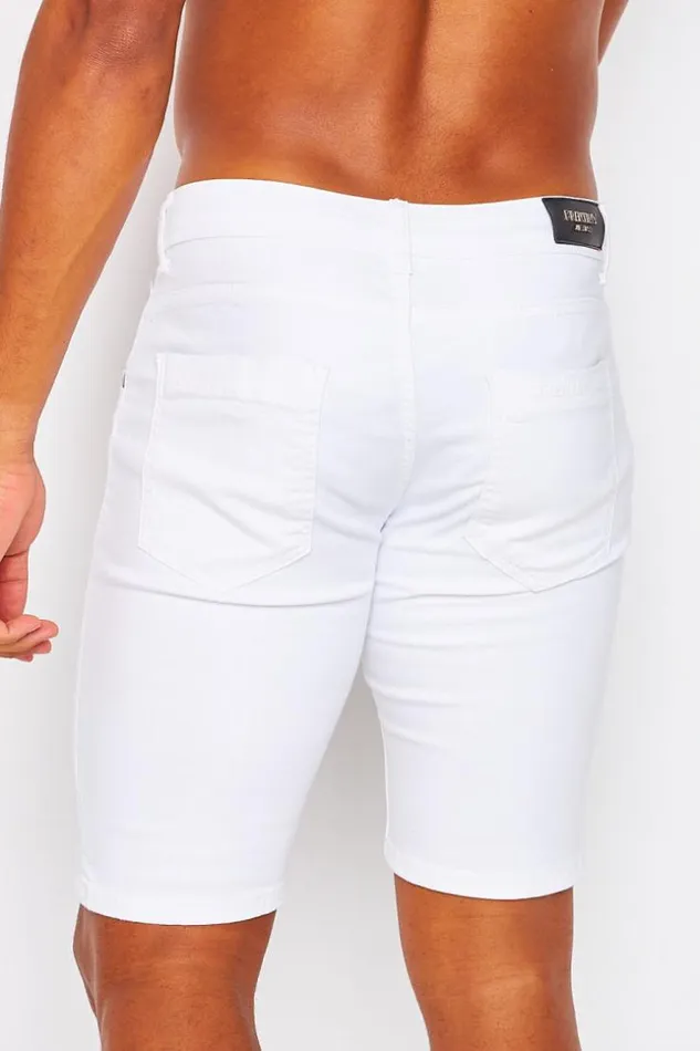 Men Brentiny Ripped Denim Shorts In White White Brentiny Paris Shorts
