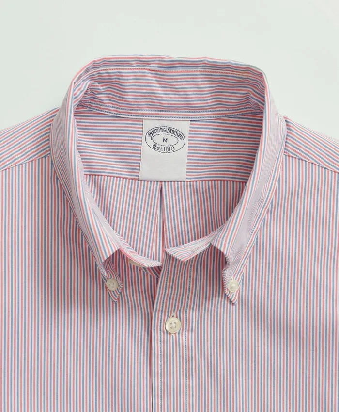 Men Brooks Brothers Stretch Performance Series Stripe Sport Shirt Red Brooks Brothers Sport Shirts