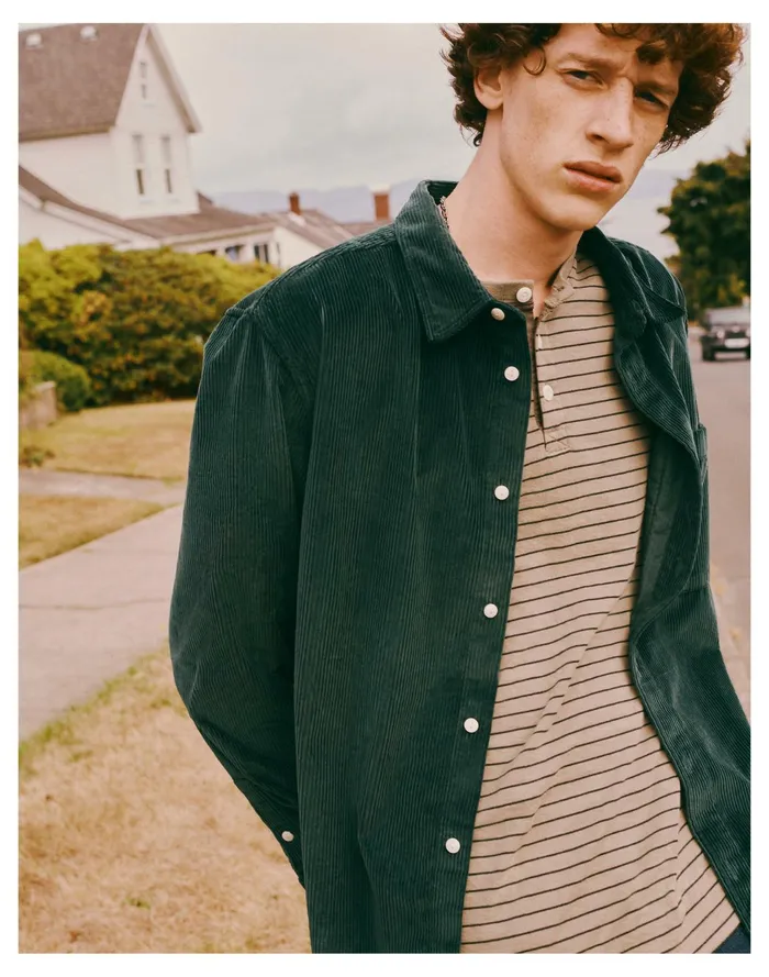 Men Easy Long Sleeve Shirt In Corduroy Dark Palm Madewell Shirts Men Easy Long Sleeve Shirt In Corduroy Dark Palm Madewell Shirts