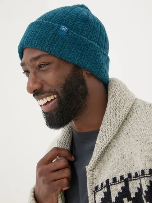 Men Fatface Hats Sebastian Teal Blue Rib Beanie Men Fatface Hats Sebastian Teal Blue Rib Beanie