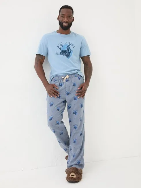 Men Fatface Pajamas and Nightwear Light Blue Bull Dozing Pyjama Bottoms Men Fatface Pajamas and Nightwear Light Blue Bull Dozing Pyjama Bottoms