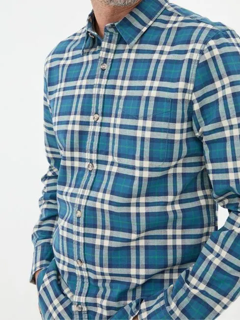 Men Fatface Shirts Backworth Blue Check Shirt