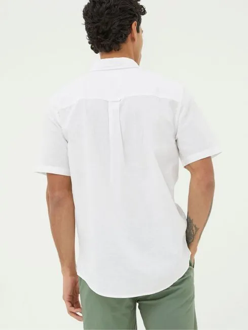 Men Fatface Shirts Bugle White Linen Cotton Shirt