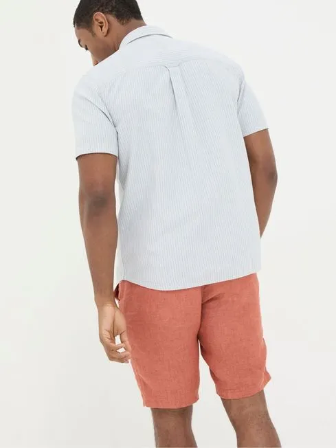 Men Fatface Shirts Whaley Blue Stripe Shirt