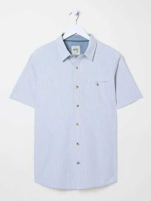 Men Fatface Shirts Whaley Blue Stripe Shirt