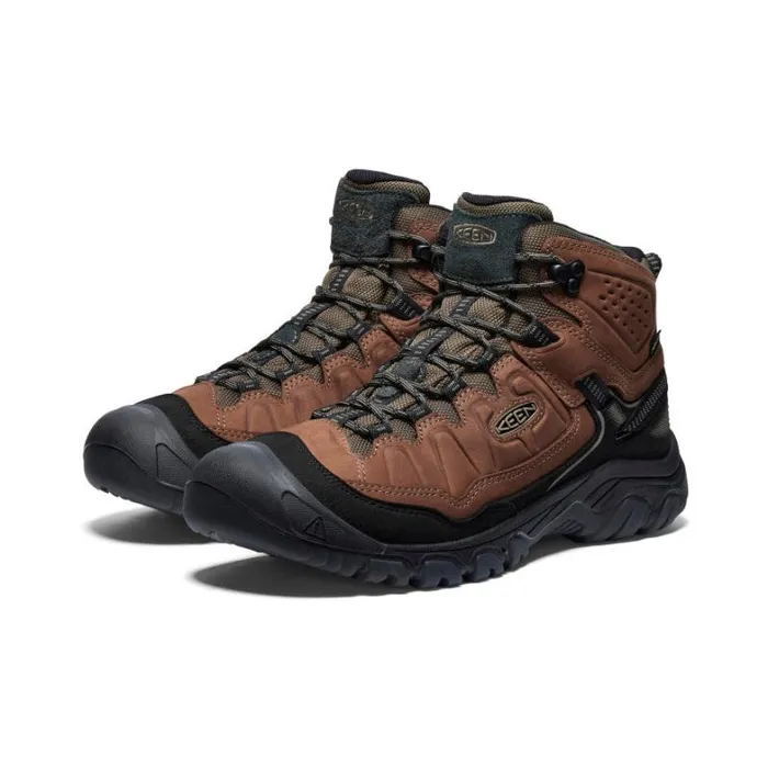 Men KEEN Hike Targhee IV Mid Height Waterproof BisonBlack Leather Hiking Boot
