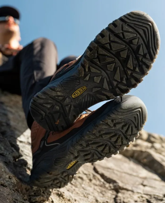 Men KEEN Hike Targhee IV Mid Height Waterproof BisonBlack Leather Hiking Boot