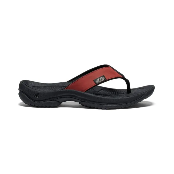 Men KEEN SlipOns Kona Flip Fired BrickBlack Leather FlipFlop