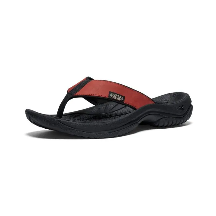 Men KEEN SlipOns Kona Flip Fired BrickBlack Leather FlipFlop Men KEEN SlipOns Kona Flip Fired BrickBlack Leather FlipFlop