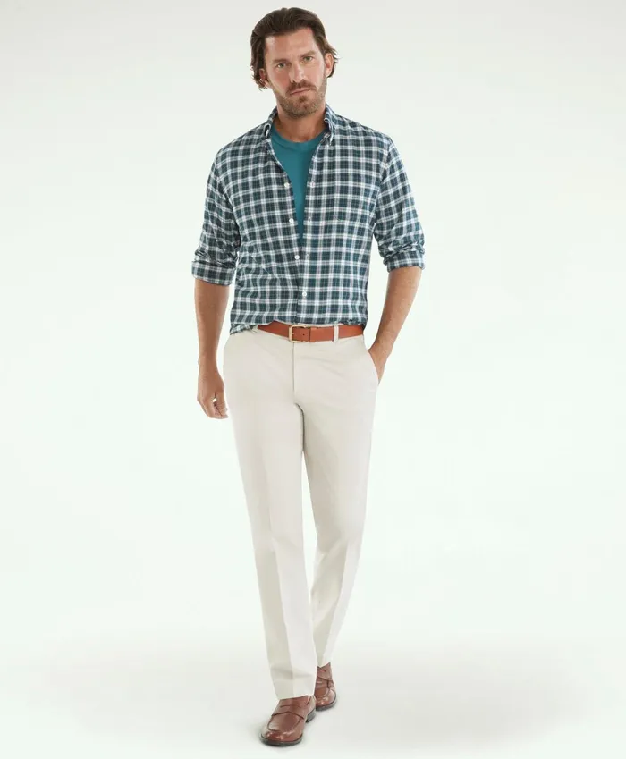 Men Milano SlimFit Stretch Advantage Chino Pants Stone Brooks Brothers Chinos and Casual Pants