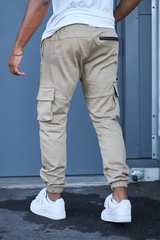 Men Pantalon Cargo Beige Fonc Darkbeige Brentiny Paris Pants