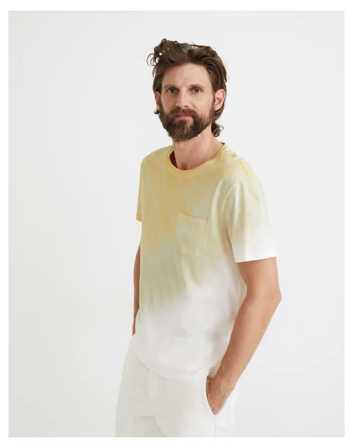 Men Pima Low Key Pocket Tee In Tie Dye Light Lemon Arc Tie Dye Madewell Tees Men Pima Low Key Pocket Tee In Tie Dye Light Lemon Arc Tie Dye Madewell Tees