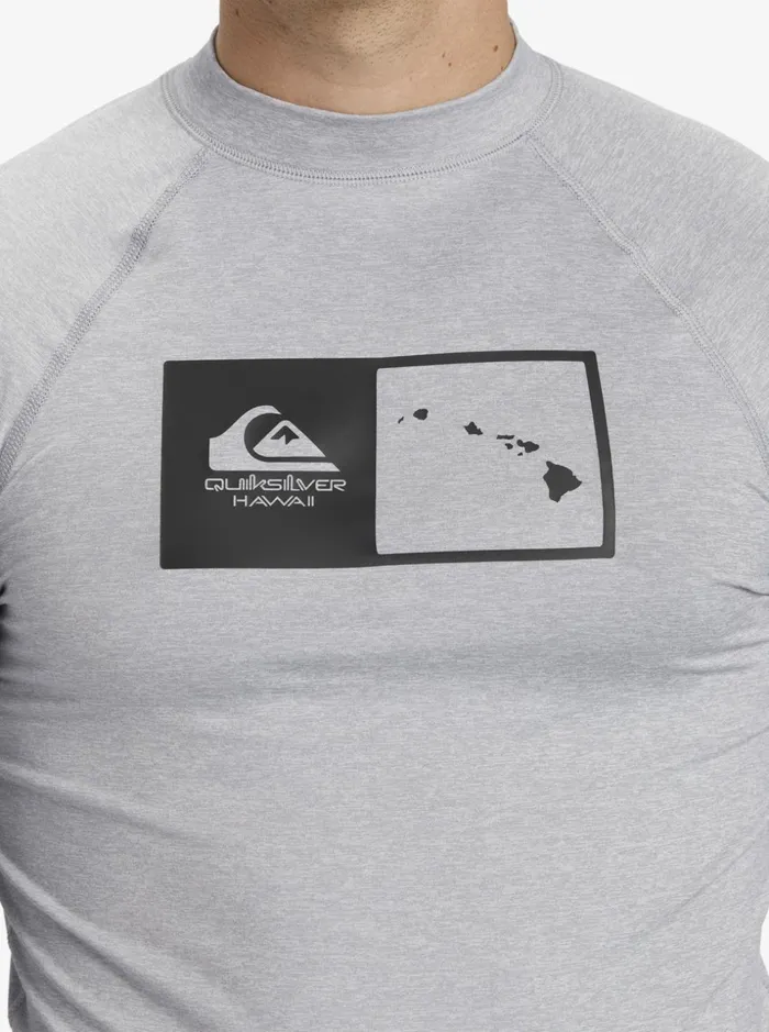 Men Quiksilver Rashguards Hawaii Double Down UPF 50 Long Sleeve Surf Tee Sleet Heather Men Quiksilver Rashguards Hawaii Double Down UPF 50 Long Sleeve Surf Tee Sleet Heather