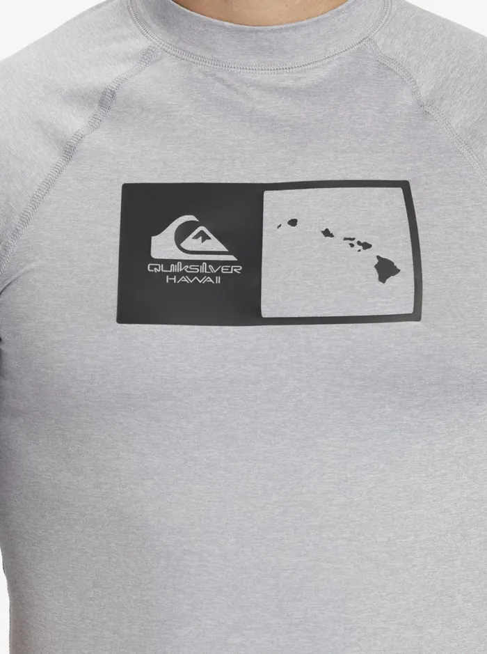 Men Quiksilver Rashguards Hawaii Double Down UPF 50 Short Sleeve Surf Tee Sleet Heather Men Quiksilver Rashguards Hawaii Double Down UPF 50 Short Sleeve Surf Tee Sleet Heather