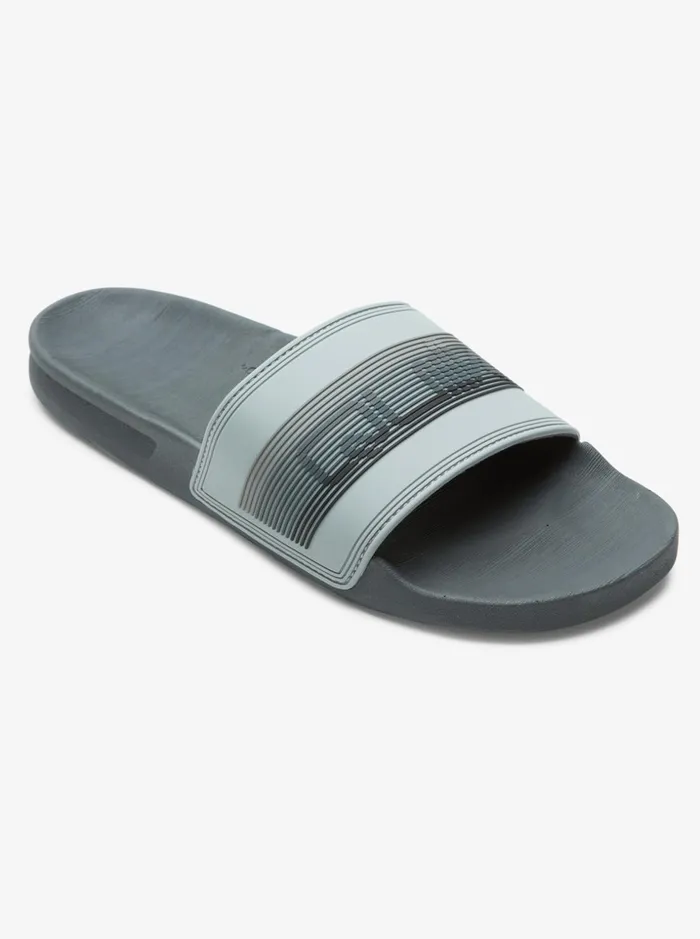 Men Quiksilver Sandals Rivi Wordmark Slide Slider Sandals Grey 1