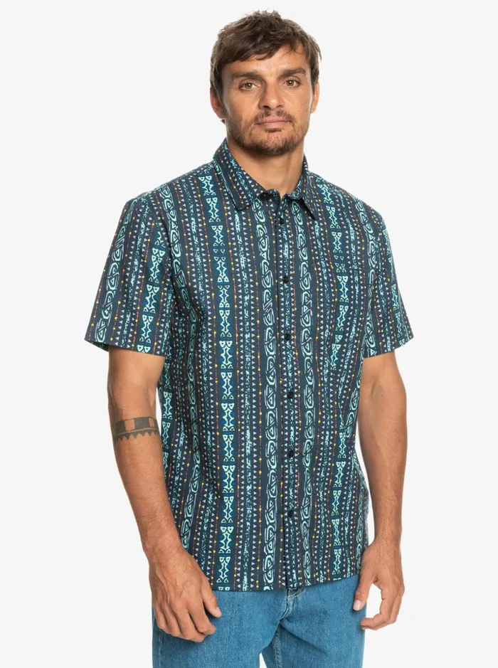 Men Quiksilver Shirts and Polos Tracks Short Sleeve Shirt Midnight Navy Tracks Men Quiksilver Shirts and Polos Tracks Short Sleeve Shirt Midnight Navy Tracks