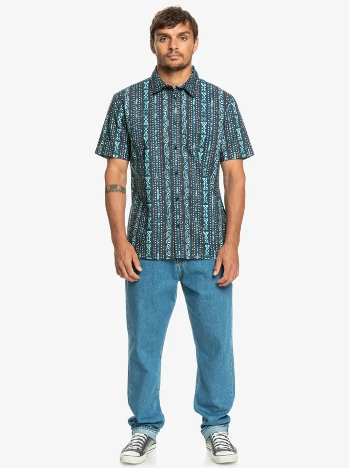 Men Quiksilver Shirts and Polos Tracks Short Sleeve Shirt Midnight Navy Tracks Men Quiksilver Shirts and Polos Tracks Short Sleeve Shirt Midnight Navy Tracks