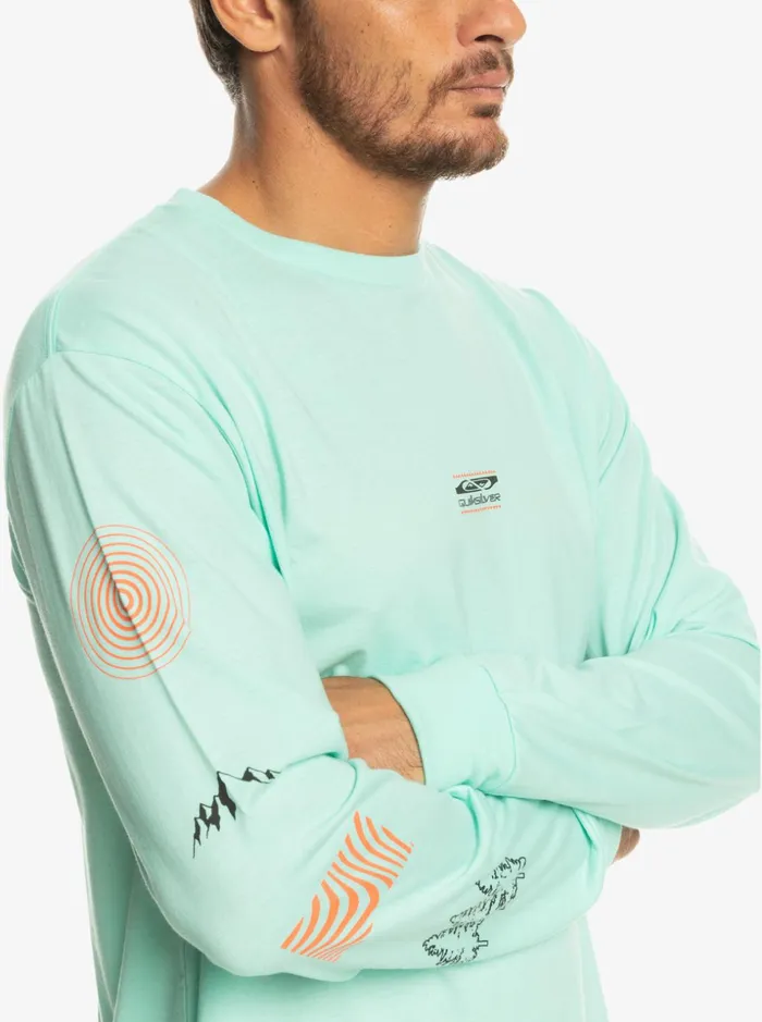 Men Quiksilver Tees Fragment Of Nature Long Sleeve TShirt Beach Glass Men Quiksilver Tees Fragment Of Nature Long Sleeve TShirt Beach Glass
