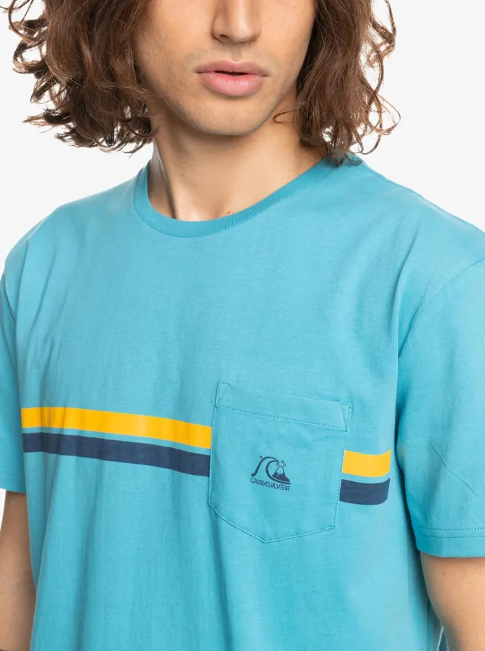 Men Quiksilver Tees Striped Flow Pocket TShirt Delphinium Blue Men Quiksilver Tees Striped Flow Pocket TShirt Delphinium Blue