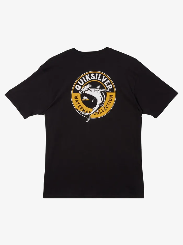 Men Quiksilver Tees Waterman Sea Shark TShirt Black Men Quiksilver Tees Waterman Sea Shark TShirt Black