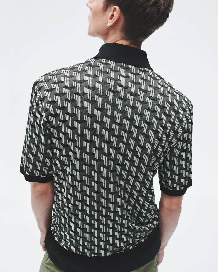 Men Rag and Bone Polos Vaughn Viscose Short Sleeve Polo Army Multi Men Rag and Bone Polos Vaughn Viscose Short Sleeve Polo Army Multi